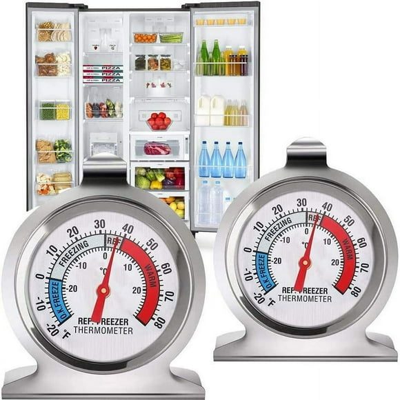 LOVEVERRefrigerator Thermometer  Stainless Steel Freezer Thermometer with Red Indicator