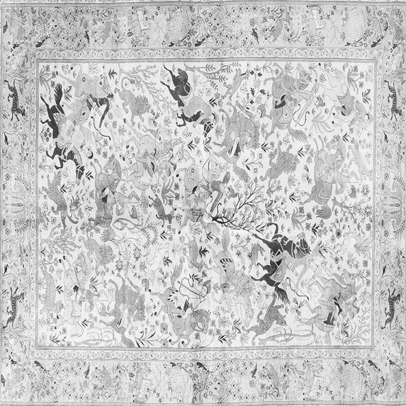 Ahgly Company Indoor Square Persian Gray Traditional Area Rugs, 5' Square