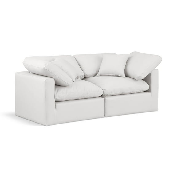 Meridian Furniture Indulge 70" Contemporary Vegan Leather Modular Sofa in Cream