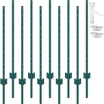 VEVOR 4 Feet Fence Post, 10 Pack U-Channel Heavy Duty Metal Fence Posts, Sturdy Steel Fence Stakes for Garden Yard, Lawn, Farms and Outdoor Wire Fencing, Green