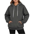 thumbnail image 5 of Vrorvz Womens Hooded Sweatshirt Drawstring Long Sleeve Sweatshirts Casual Loose Soft Lounge Top with Pockets, 5 of 5