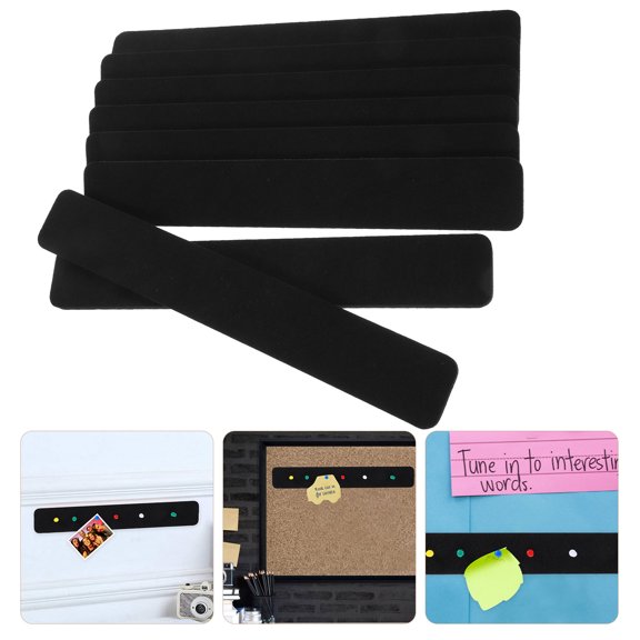 STRANDCHIC 8-Piece Black Felt Bulletin Board Set with Self-Adhesive Pins for Home, Office, Classroom, and Organization Use