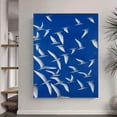 thumbnail image 2 of Large Canvas Painting Modern Abstract Blue White & Navy Painting on Canvas - White Birds on Deep Blue Flying Doves Wall Art, Wooden Framed Large-Scale Foyer/Living Room/, 2 of 7