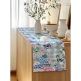 thumbnail image 5 of Table Runner 70 Inches Long for Kitchen Dining, Watercolor Flowers Dresser Scarf Farmhouse, Dining Table Decorations for Wedding/Parties, Spring Floral Butterflies Blue Plaid 13 x 70 In, 5 of 8