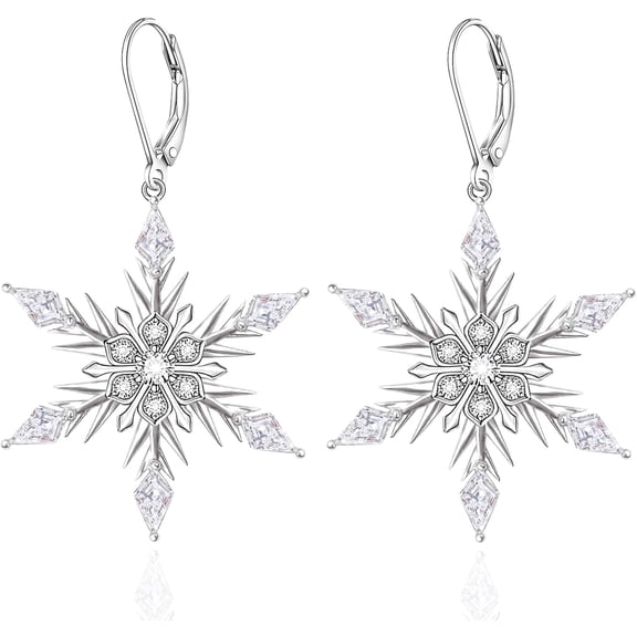 Snowflake/Christmas Tree Earrings for Women 925 Sterling Silver Leverback Earrings Holiday Winter Jewelry Gifts for Her[m533]