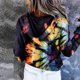 thumbnail image 4 of Sudadera de manga larga con estampado tie-dye y capucha para mujer Blusa informal Jersey Tops Pompotops  gfhjh12423, 4 of 6