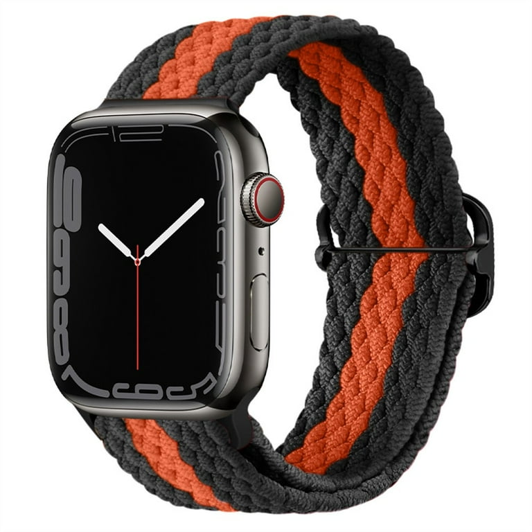 Orange Apple Watch Straps Braided Solo Loop For Apple Watch Band 44mm 40mm  45mm 41mm 38mm