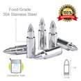 thumbnail image 2 of Frolk Stainless Steel Bullet Shaped Whiskey Stones Set of 6 - Chilling Rocks - Ice Stones With Tongs And Freezer Pouch, Gift Idea for Whiskey Lovers, 2 of 9