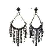Time and Tru Female Hematite Rhinestone and Multi Chain Drop Earrings