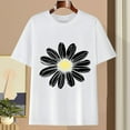 thumbnail image 2 of Casual Cotton T-Shirts Womens Loose Short Sleeve Daisy Floral Print Crew Neck Tees Cute Summer Tops (XL, White A), 2 of 4