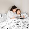 thumbnail image 4 of Manfei Cute Cat King Size Comforter Sets, Cartoon Graffiti Kitten Comforters King Size, Black White, Reversible, 3 Pieces, 1 Comforter and 2 Pillowcases, 4 of 7
