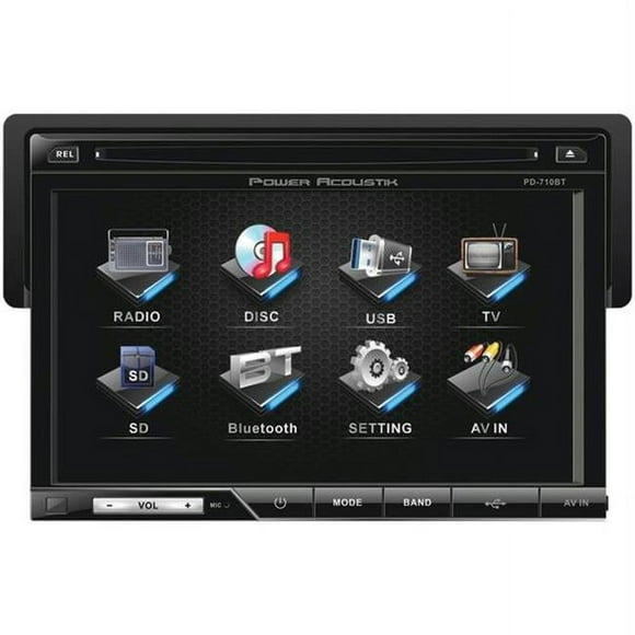 Power Acoustik PD-710B 7 in. Single-Din In-Dash Tft-Lcd Touchscreen With Dvd  Detachable Face - With B
