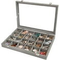 thumbnail image 1 of Sackcloth Jewelry Organizer Box with Clear Lid, 24, 1 of 7