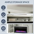 thumbnail image 5 of BELLEZE 66" TV Stand with 36" Electric Fireplace, Wood Console Table for TVs up to 75 Inches, Entertainment Center with Storage Cabinets for Living Room, Bedroom - Portman (White Sand), 5 of 7