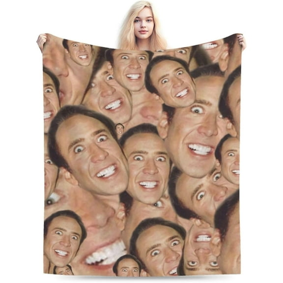 Blanket Nicolas Cage Soft and Comfortable Warm Fleece Throw Blankets Yoga Blankets Beach Blanket Picnic Blankets Gift for Dorm room office decor Sofa Bed Camping Travel All Season