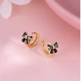 thumbnail image 4 of Solid 925 Sterling Silver Bow Hoop Earrings Huggie for Women Teens Black CZ Bowknot Hoop Earrings Ribbon Cartilage Huggie, 4 of 5