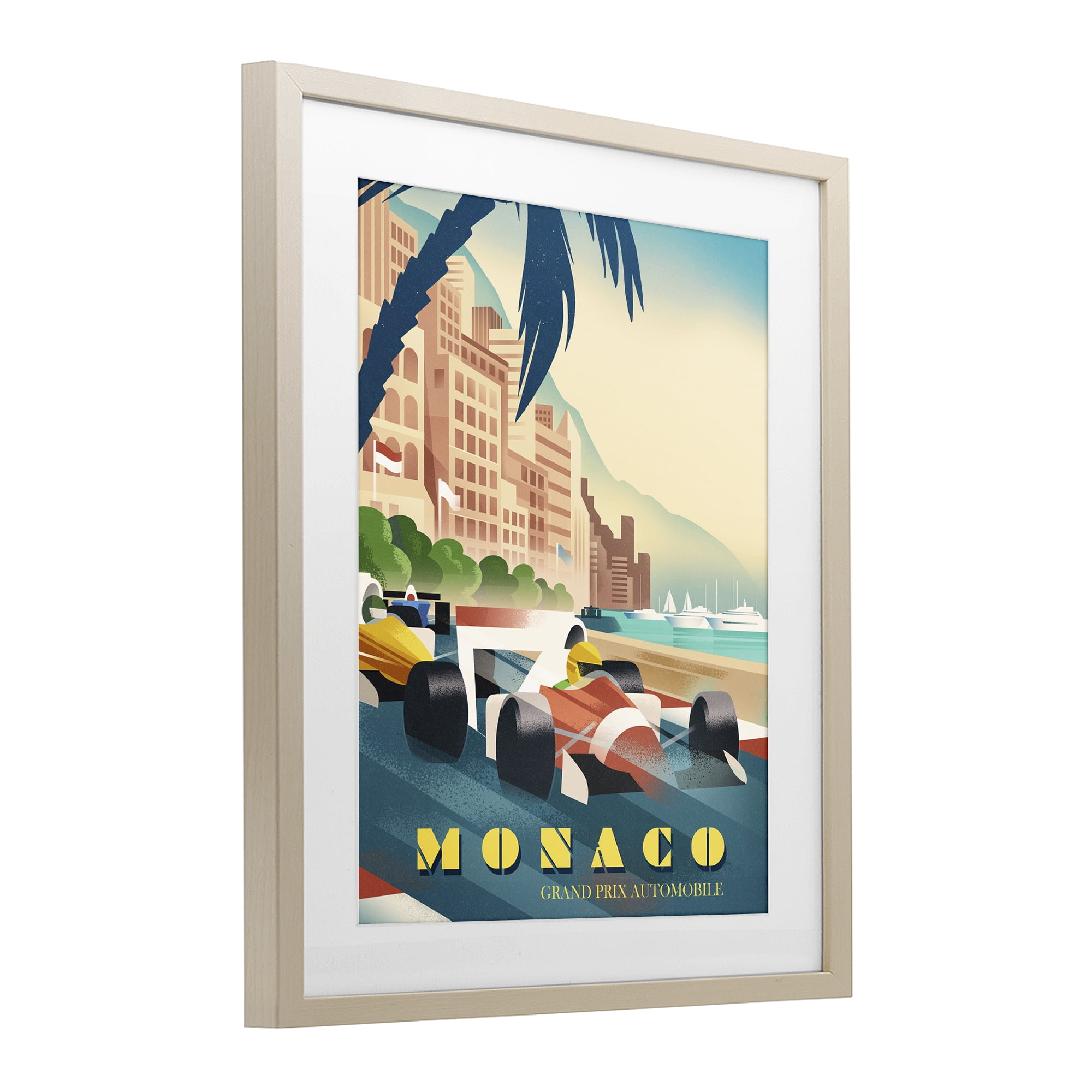 Stupell Industries Monaco Grand Prix Racing Birch Framed Print Under Glass, design by Martin Wickstrom