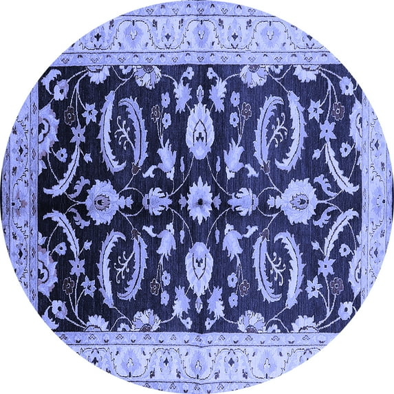 Ahgly Company Indoor Round Oriental Blue Traditional Area Rugs, 7' Round