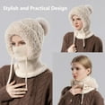 thumbnail image 4 of 3 in 1 Hat with Scarf and Mask for Women & Men, Windproof Knitted Hood with Plush Lining, Adjustable Outdoor Winter Scarf Hat, 4 of 8