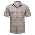 thumbnail image 4 of 2022 New Summer Denim Short Sleeve Men Shirts 100% Cotton Army Military Casual Shirts Outdoor Hiking Fishing Clothing Plus Size, 4 of 5