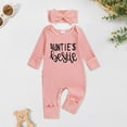 thumbnail image 2 of YDFCWXW Newborn Girl Clothes Letter Print Knit Romper New Born Going Home Outfit Baby Girl Jumpsuit (Light Pink, 0-3 Months), 2 of 6