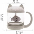 thumbnail image 3 of Taza de té BignoseDeer, bonita taza de vidrio con infusor de pescado, 250 ml, 3 of 8