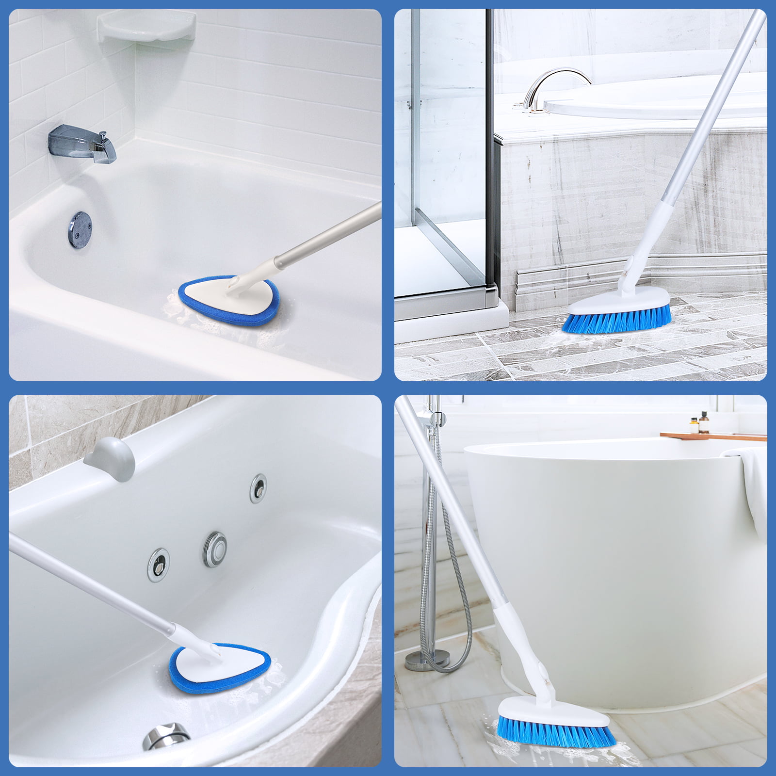 Qaestfy Shower Bathtub Tub and Tile Scrubber Brush with 51'' Adjustabl