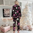 thumbnail image 4 of Halloween Pajamas Women 2 Piece Set Funny Print Long Sleeve Button Sleepwear Comfy Long Pants Relaxed Fit Womens Sleepwear, 4 of 5