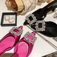 thumbnail image 4 of Sandalias de tacón de aguja con punta puntiaguda y diamantes de imitación para mujer, sandalias de verano 2024 de seda, tacones finos sexis de lujo, zapatillas de fiesta con tiras traseras para mujer, 4 of 5