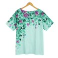 thumbnail image 4 of Nouveaux et Tendance T-Shirts Graphiques Uooqdmx pour Femmes, Chemises en Lin pour Femmes, Mode Plage pour Femmes, Haut Décontracté à Col Rond Imprimé Papillon, Chemises d'Été pour Femmes, Vert S, 4 of 9