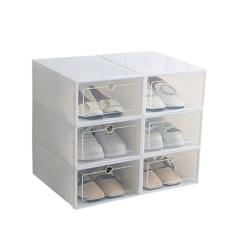 6pcs/set Stackable Plastic Shoes Box Thickened Transparent