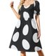 thumbnail image 1 of Vestido de manga corta con estampado de huevos punteados abstractos en blanco y negro vestidos largos para mujer vestido de verano, 1 of 6