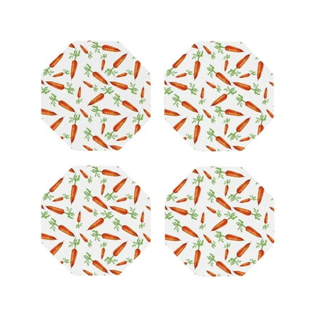 

Coasters Set of 4 - carrots Drink Coasters for Tabletop Protection Leather Coasters for Living Room Decor and Housewarming Gift Octagon