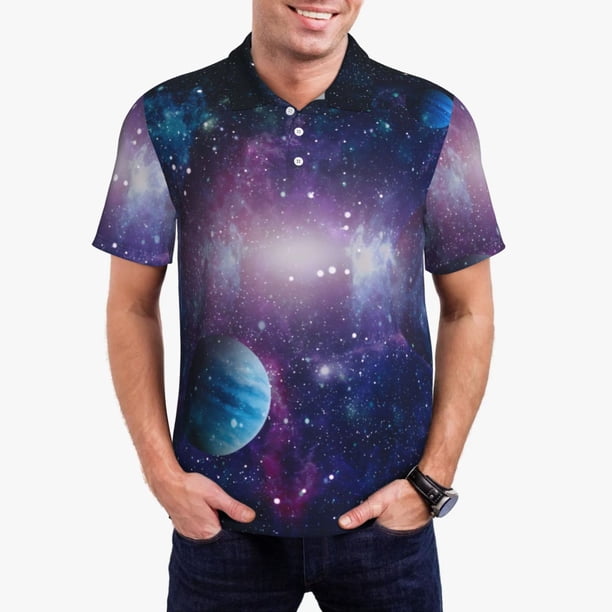 Fotbe Planets Stars And Galaxies1 Camiseta Polo de Golf para Hombre con Estampado – Camisa Deportiva Transpirable con Cuello Abotonado-XX-Large
