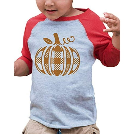 

7 ate 9 Apparel Kids Orange Plaid Pumpkin Raglan Red