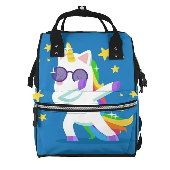 Ratiio Cool Unicorn Star Golden Mummy Backpack - Waterproof Twill Canvas, Large Capacity Diaper Bag with Multiple Pockets and Adjustable Straps