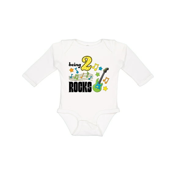 Inktastic Being Two Rocks- second birthday Boys or Girls Long Sleeve Baby Bodysuit