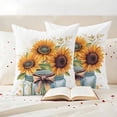 thumbnail image 3 of Summer Sunflowers Outdoor Waterproof Pillow Covers, Spring Watercolor Floral Leaf Bow Vase Decorative Square Throw Pillowcase Sofa Cushion Sham for Patio/Couch/Chair, 24"x24" 2 Pack, 3 of 8