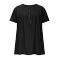 thumbnail image 4 of Fanxing Black Women Plus Size Tunic Blouses XL Flowy Short Sleeve Pleated T Shirts Dressy Casual Button Neck Summer Tops ( Women's Plus L-5XL), 4 of 8