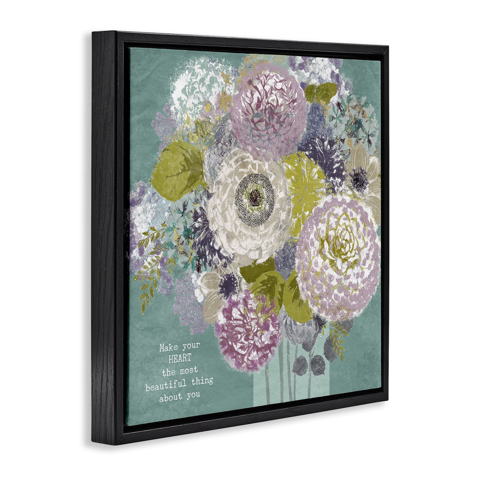 Stupell Industries Most Beautiful Thing Florals Black Framed Floater Canvas Wall Art, design by Suzanne Nicoll