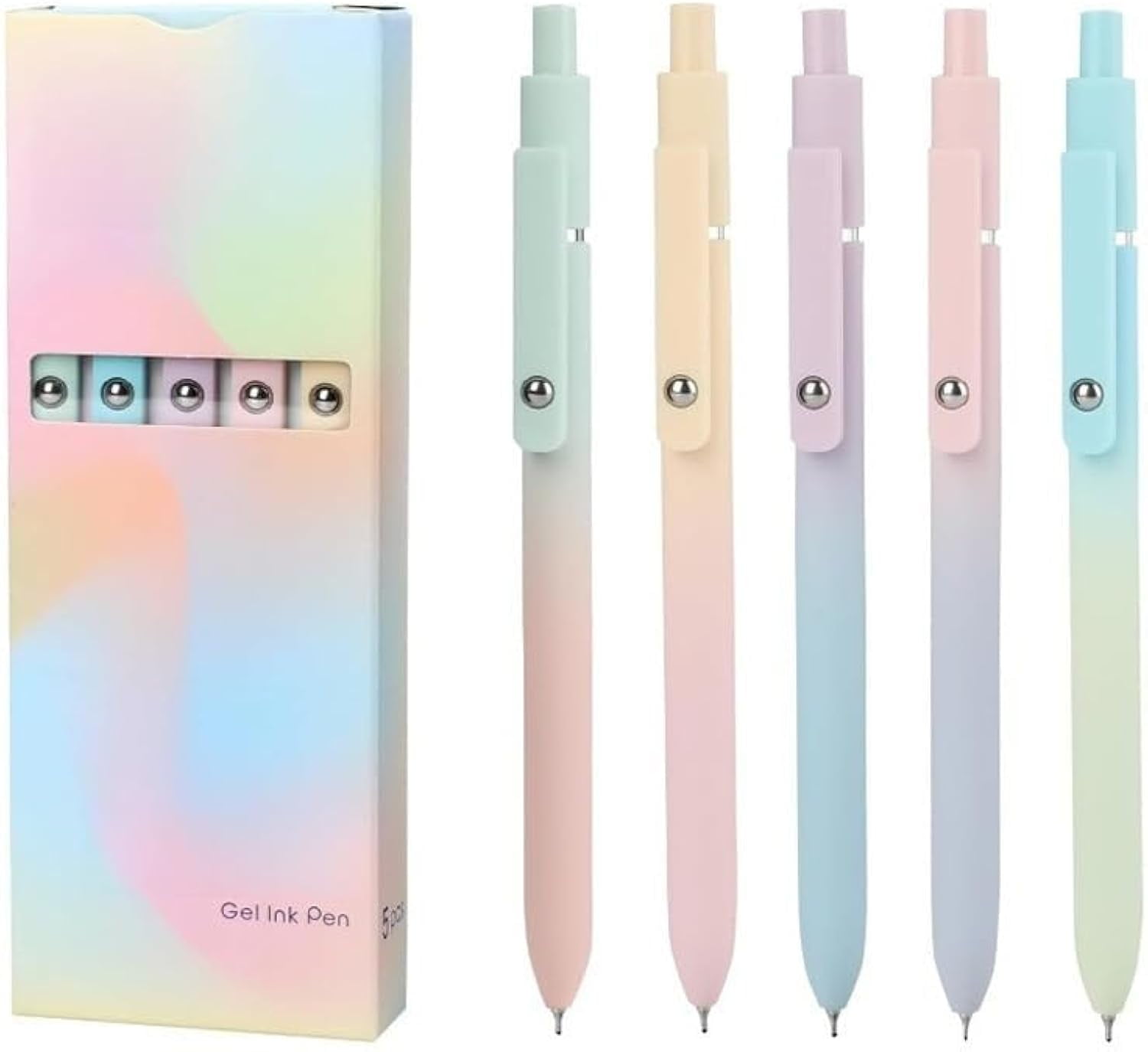 Emboadlie 5 PCS Gel Ink Pens, 2025 New 0.7mm Medium Tip Black Ink Roller Ball Pen, Quick Drying Pen For Smooth Writing, No Bleed for Journaling Note Taking, Home  Office Supplies