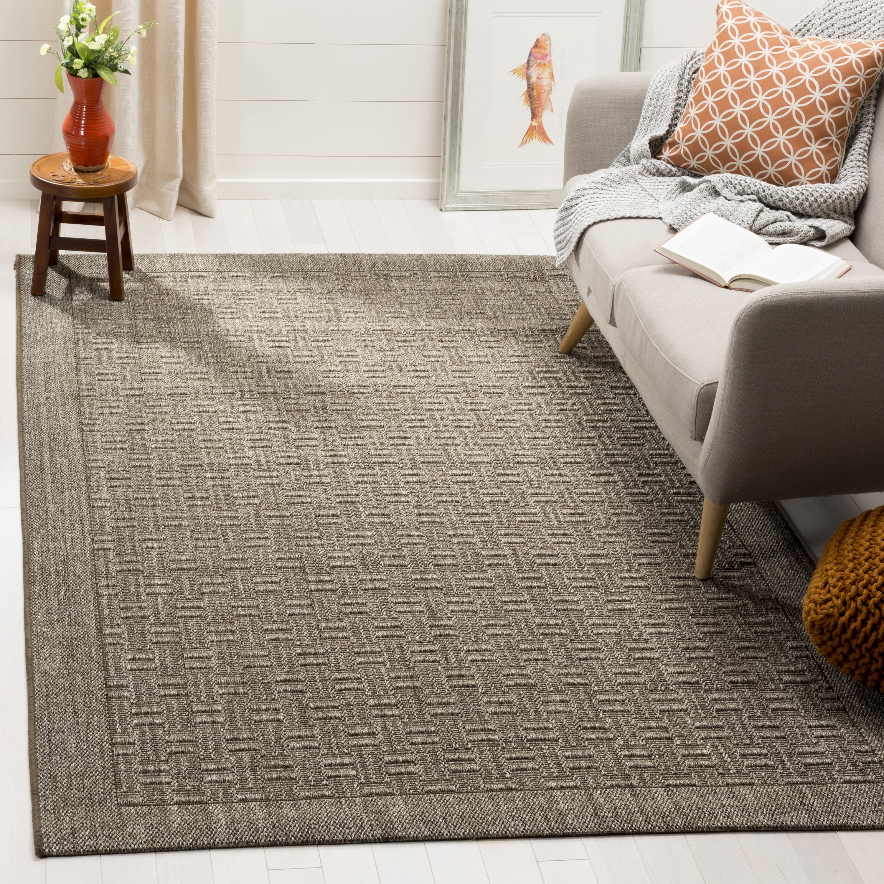 SAFAVIEH Palm Beach Kenyon Geometric Area Rug, Silver, 4' x 6'