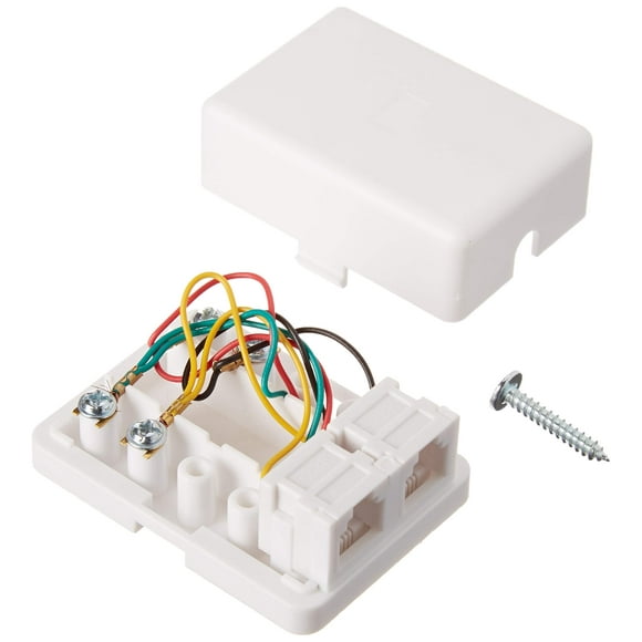 Placa de pared para teléfono STEREN 300-146WH 4C 2-Tel Surface Jack