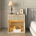 thumbnail image 6 of Erinnyees 23" Mid Century Nightstand, Oak Bedside Tables with Charging, Drawer & Fluted Design, 6 of 8