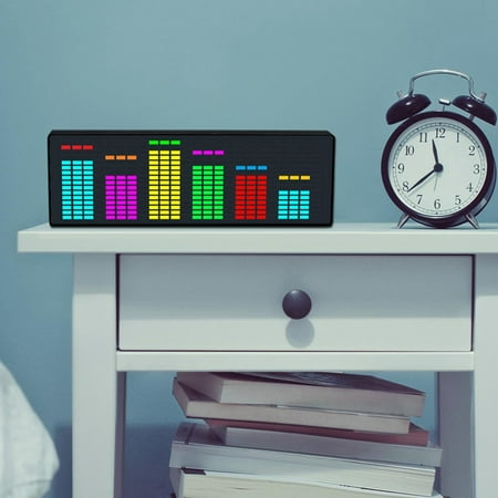 

LED Music Spectrum LED Music Spectrum Rhythm Lights Voice Sensor 1624 RGB Atmosphere Level Indicator with Clock Display(Wire Control)