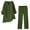 Green, variant on ZAZYULZ Women Suits Women's Solid Color Fashionable Casual Cotton And Linen Pocket Long Sleeved Shirt Tie Up Long Pants Set(Khaki,Xxxl)