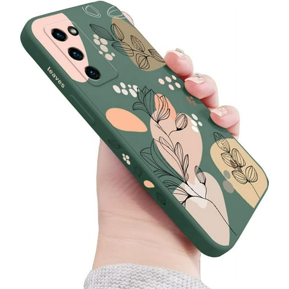 Galaxy S20 FE Case for Women Girls Cute Plants Leaf Camera Lens Protector Soft TPU Bumper Slim Liquid Silicone Rubber Shockproof Protective Cover Phone Case for Samsung Galaxy S20 FE-Green