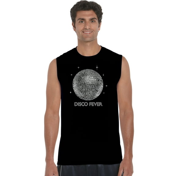 LA Pop Art Men's Word Art Sleeveless T-shirt - Disco Ball