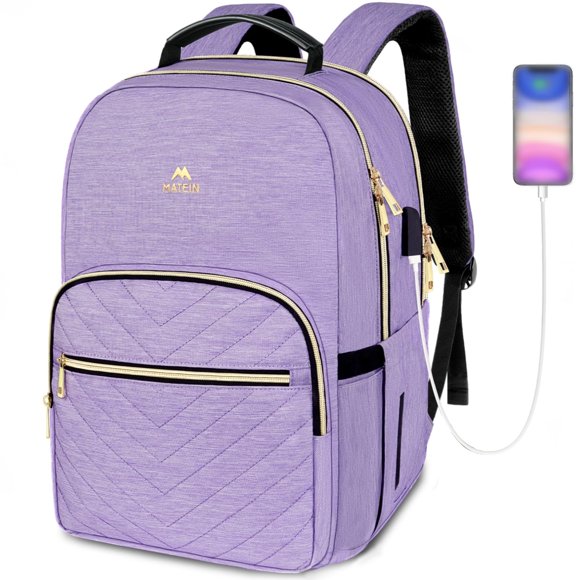 Mochila para portátil MATEIN de 17 pulgadas resistente al agua, color morado