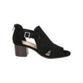 thumbnail image 3 of BELLA VITA Womens Black Perforated Adjustable Illiana Open Toe Block Heel Zip-Up Leather Heeled Sandal 8 N, 3 of 4